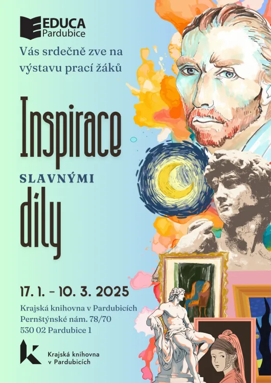 Inspirace slavnými díly – výstava grafických prací žáků EDUCA Pardubice v&nbsp;Krajské knihovně v&nbsp;Pardubicích