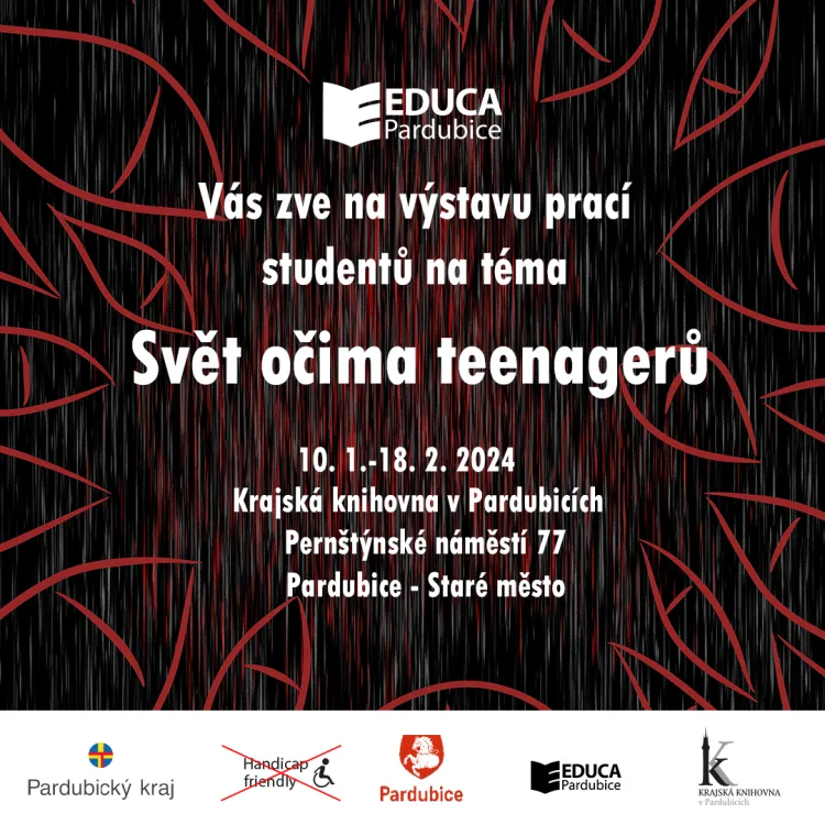 Pozvánka na výstavu grafických prací žáků EDUCA Pardubice na téma „Svět očima teenagerů“