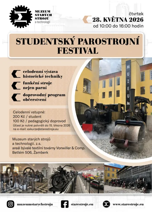 Muzeum starých strojů a&nbsp;technologií zve studenty na Parostrojní festival, ale i&nbsp;na odborné exkurze