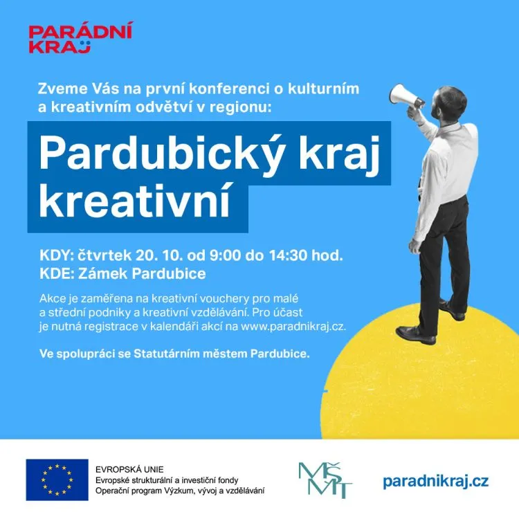 Pozvánka na konferenci o&nbsp;kulturním a&nbsp;kreativním odvětví v&nbsp;regionu – PARDUBICKÝ KRAJ KREATIVNÍ