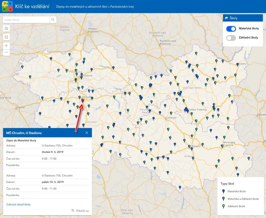 Aktualizovaná mapa termínů zápisů k&nbsp;předškolnímu vzdělávání do mateřských škol pro školní rok 2019–2020