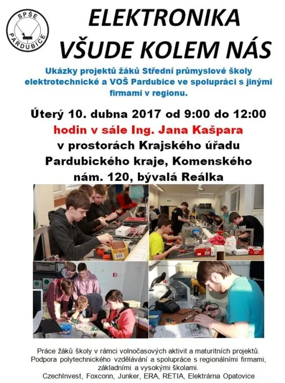 ELEKTRONIKA VŠUDE KOLEM NÁS – pozvánka na prezentaci SPŠE a&nbsp;VOŠ Pardubice