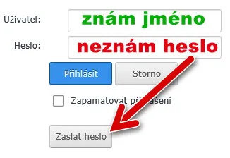 Zapomněl jsem svoje heslo – nemohu se přihlásit