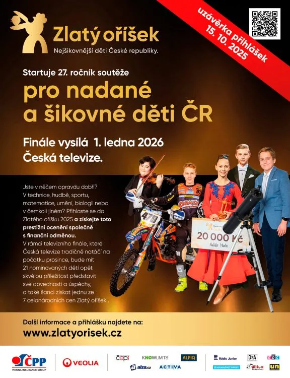 Zlaty oříšek 2025 – přihlášky do 15. 10. 2025