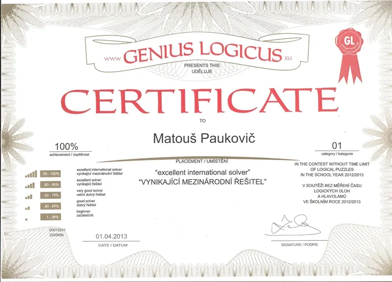 Genius Logicus na Gymnáziu, Pardubice, Dašická