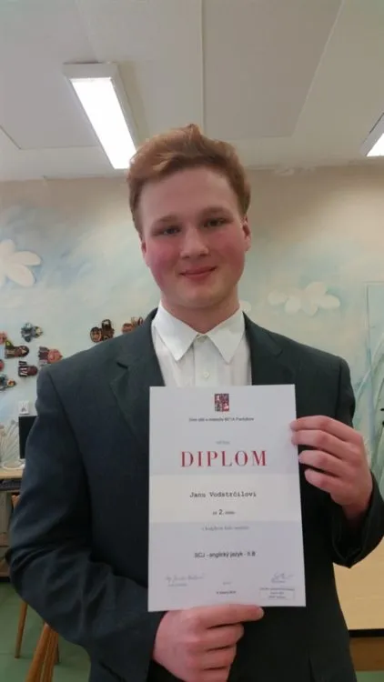 Úspěch studenta Gymnázia Vysoké Mýto v&nbsp;krajském kole soutěže v&nbsp;anglickém jazyce