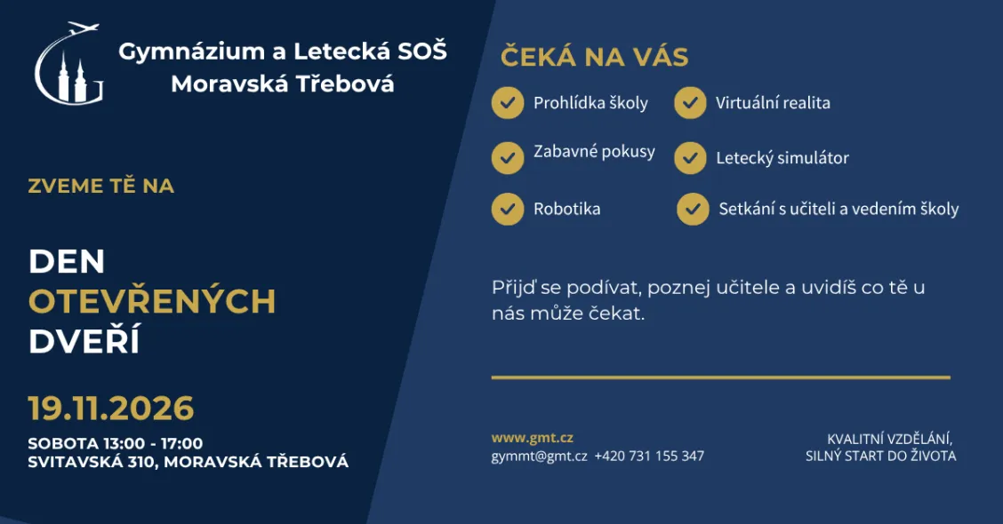 Gymnázium a&nbsp;Letecká střední odborná škola Moravská Třebová – Den otevřených dveří