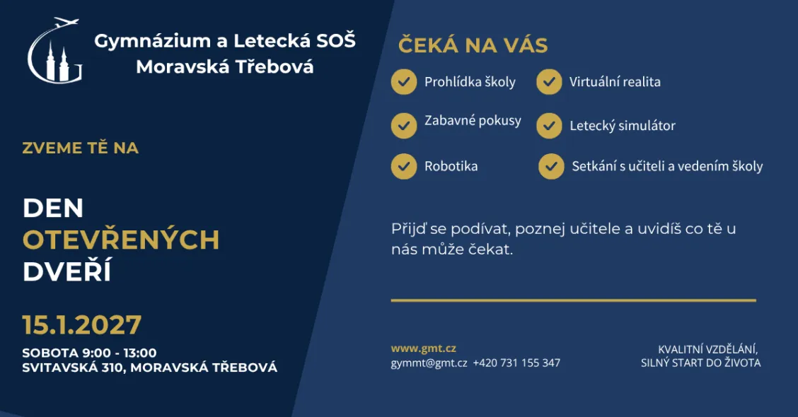 Gymnázium a&nbsp;Letecká střední odborná škola Moravská Třebová – Den otevřených dveří