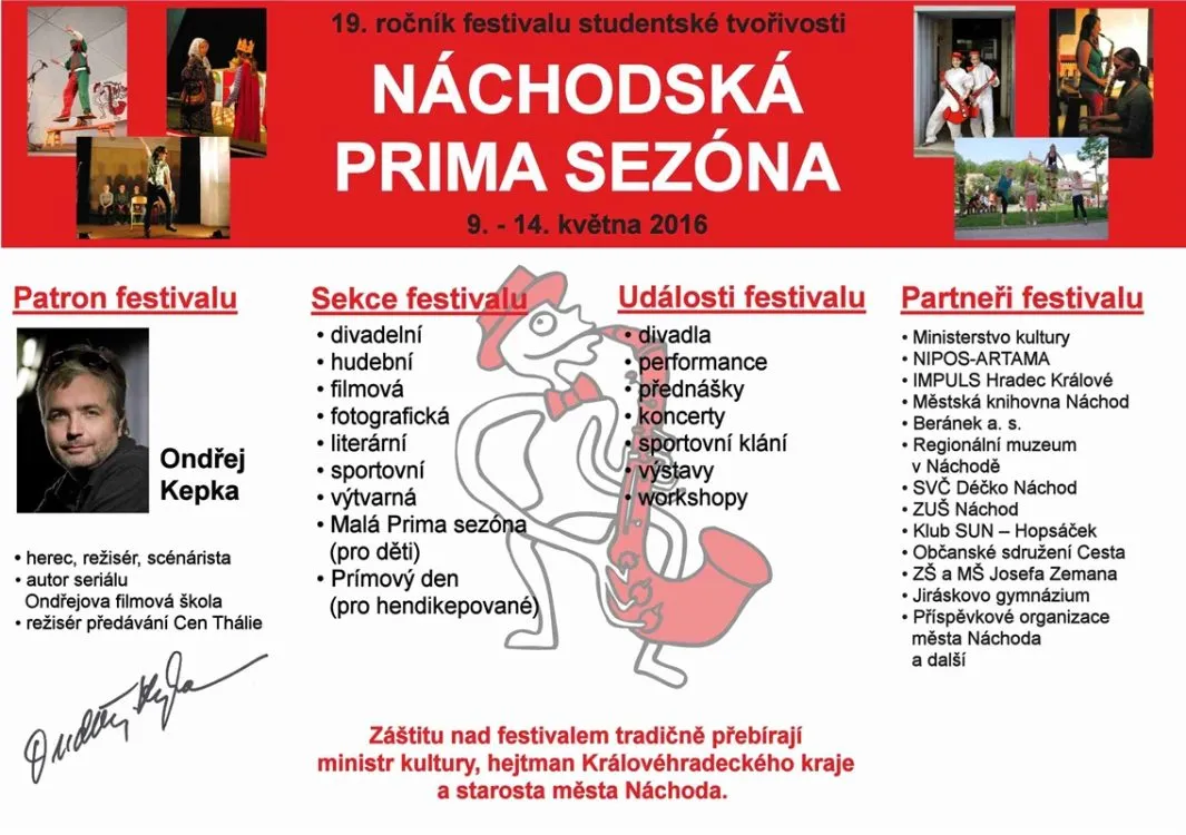 Celostátní studentský festival umělecké tvořivosti Náchodská Prima sezóna 2016