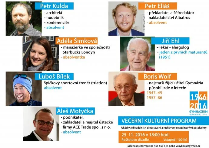 Gymnázium Ústí nad Orlicí slaví sedmdesátiny kulturou