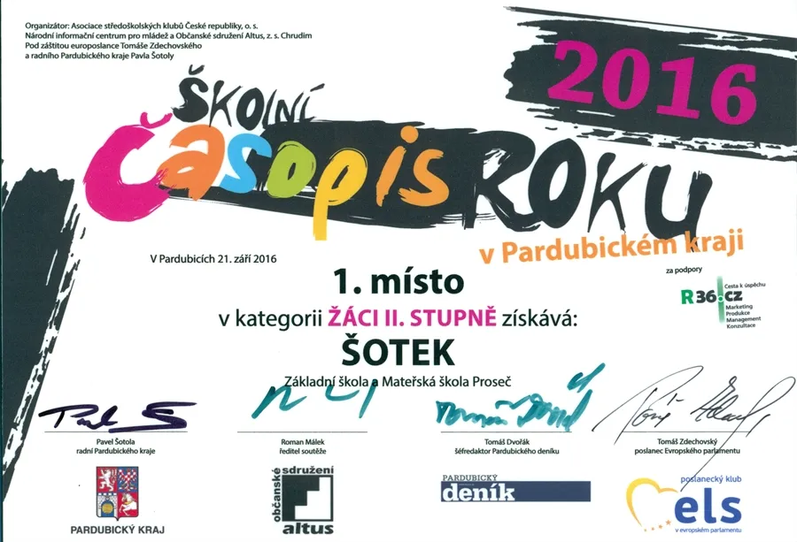 Šotek – nejlepší školní časopis v&nbsp;kraji