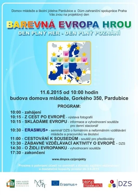 Domov mládeže a&nbsp;školní jídelna Pardubice – Projektový den „Barevná Evropa hrou
