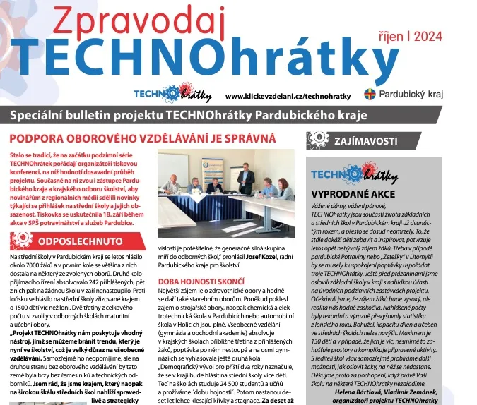 Říjnový Zpravodaj TECHNOhrátek opět přináší zajímavé čtení