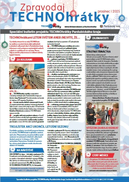 Prosincový Zpravodaj TECHNOhrátek připomíná milníky třináctileté historie projektu