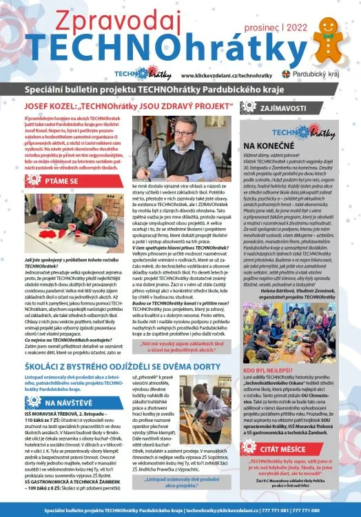 Prosincový zpravodaj TECHNOhrátek bilancuje celý ročník i&nbsp;přínos projektu