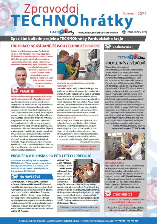 Červnový zpravodaj TECHNOhrátek uzavírá jarní část desátého ročníku