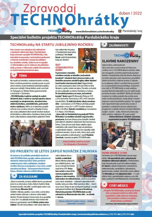 Dubnový zpravodaj TECHNOhrátek startuje jubilejní ročník