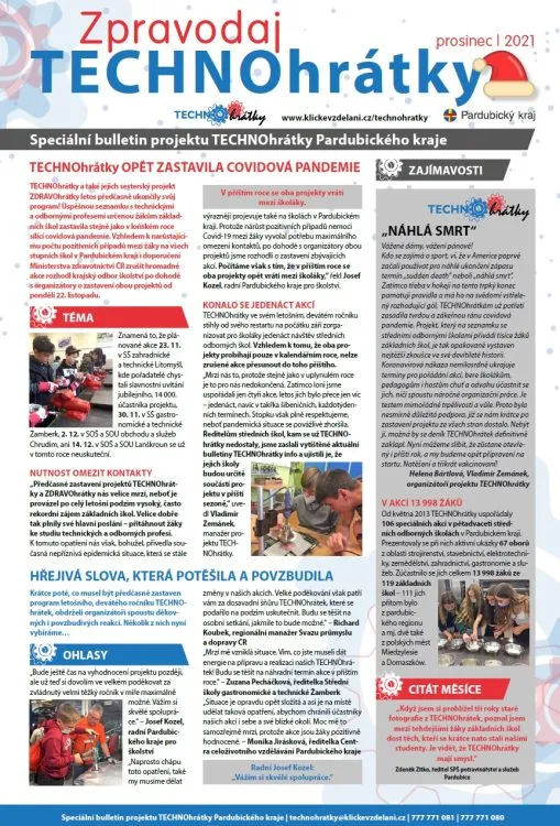 Prosincový zpravodaj TECHNOhrátek předčasně uzavírá devátý ročník