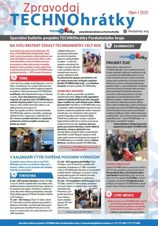 Říjnový zpravodaj TECHNOhrátek přináší vítěze soutěže Řemeslo doma II i&nbsp;přehled zářijových akcí