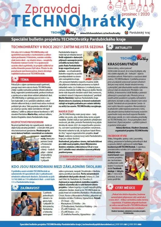 Poslední letošní Zpravodaj TECHNOhrátek bilancuje a&nbsp;také se zamýšlí nad budoucností projektu