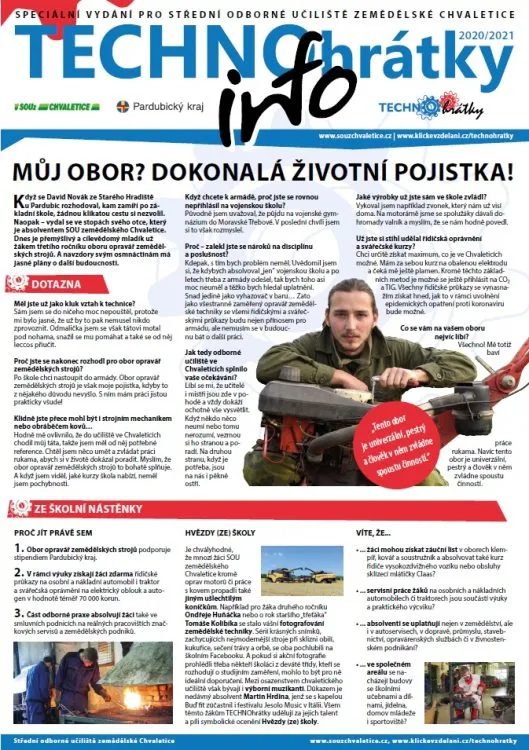 Vyšly další speciální bulletiny TECHNOhrátky info pro střední školu v&nbsp;Pardubicích a&nbsp;Chvaleticích