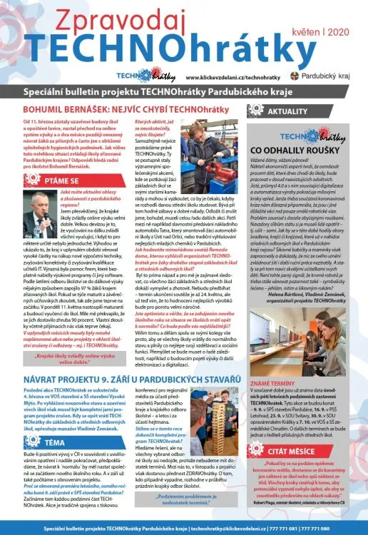 Květnový zpravodaj TECHNOhrátek přináší informace o&nbsp;podzimních termínech