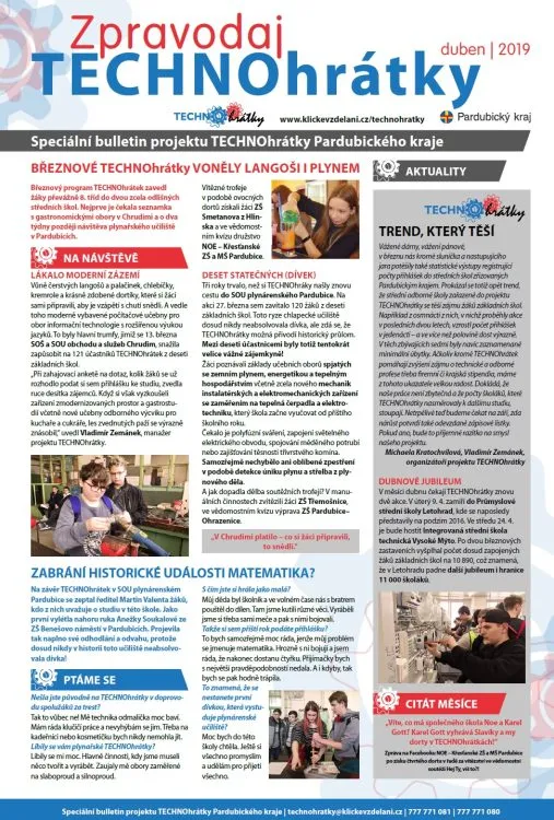 Vyšlo druhé číslo Zpravodaje TECHNOhrátek 2019