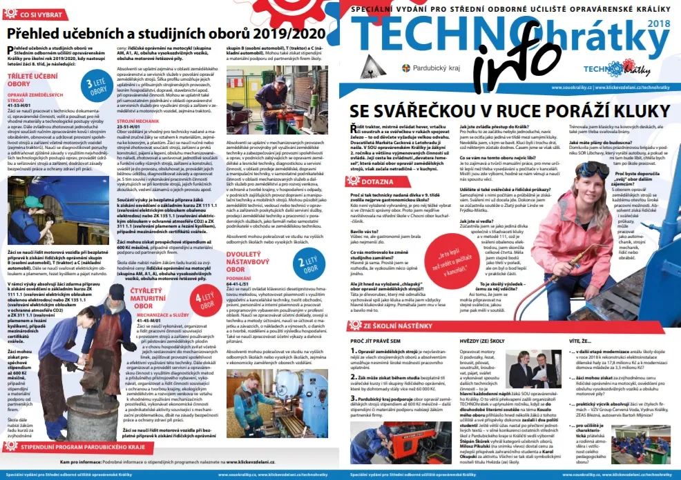 TECHNOhrátky info č. 8/2018 – Střední odborné učiliště opravárenské Králíky