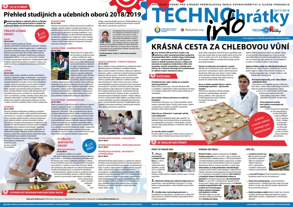 TECHNOhrátky info č. 3/2018 Střední průmyslová škola potravinářství a&nbsp;služeb Pardubice