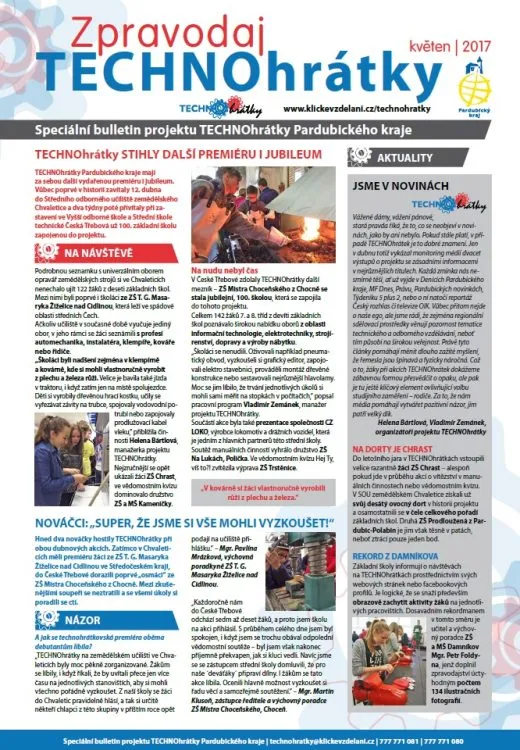 Právě vyšlo letošní třetí číslo Zpravodaje TECHNOhrátek