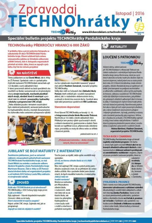 Právě vyšlo letošní šesté číslo Zpravodaje TECHNOhrátek
