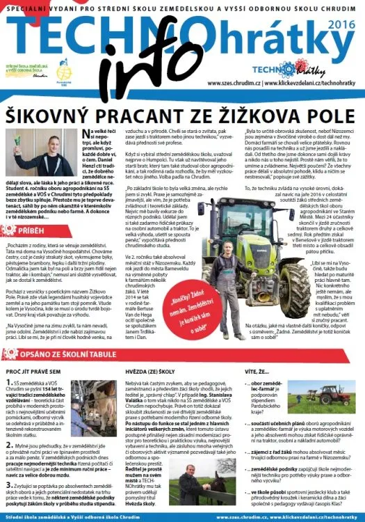 TECHNOhrátky info č. 7/2016 – Střední škola zemědělská a&nbsp;Vyšší odborná škola Chrudim