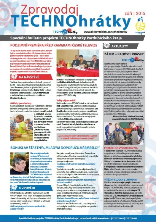 Páté číslo Zpravodaje TECHNOhrátek právě vyšlo