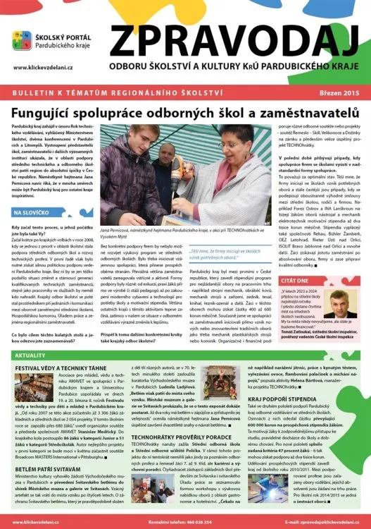 Zpravodaj Odboru školství a&nbsp;kultury Krajského úřadu Pardubického kraje – Březen 2015