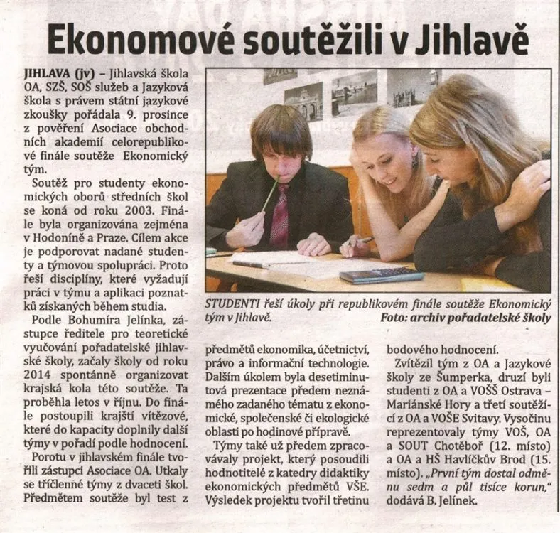Ekonomický tým OA Svitavy třetí v&nbsp;republice