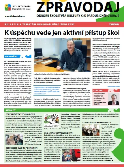 Zpravodaj Odboru školství a&nbsp;kultury Krajského úřadu Pardubického kraje – Září 2014