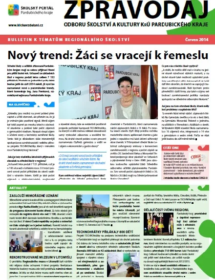 Zpravodaj Odboru školství a&nbsp;kultury Krajského úřadu Pardubického kraje – Červen 2014