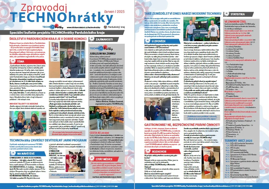 Červnový Zpravodaj TECHNOhrátek přináší příklad zajímavé spolupráce v&nbsp;zemědělství a&nbsp;analyzuje letošní přijímačky